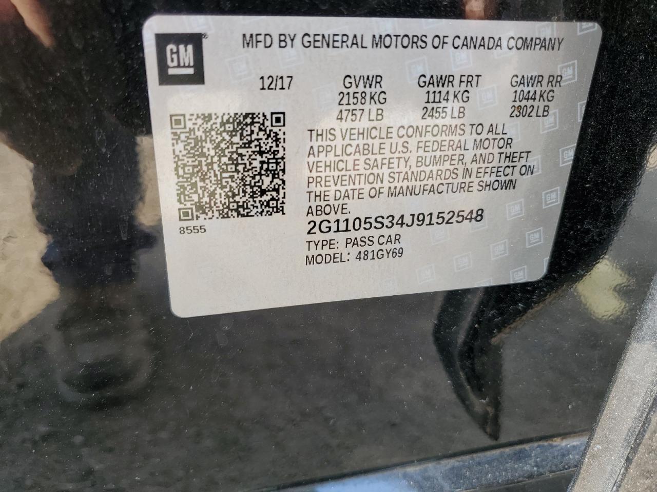 2G1105S34J9152548 CHEVROLET IMPALA 2018