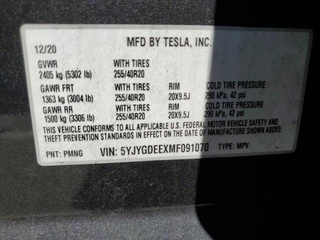 5YJYGDEEXMF091070 Tesla Model Y