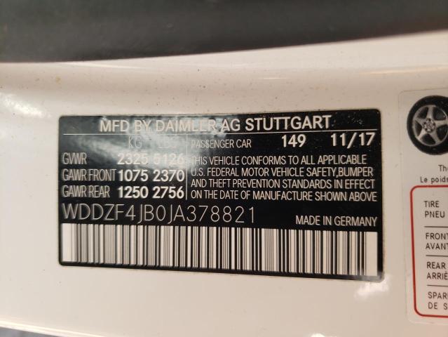 WDDZF4JB0JA378821 Mercedes-Benz E 300