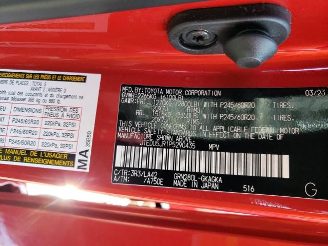 2023 TOYOTA 4RUNNER LI JTEDU5JR1P5290435