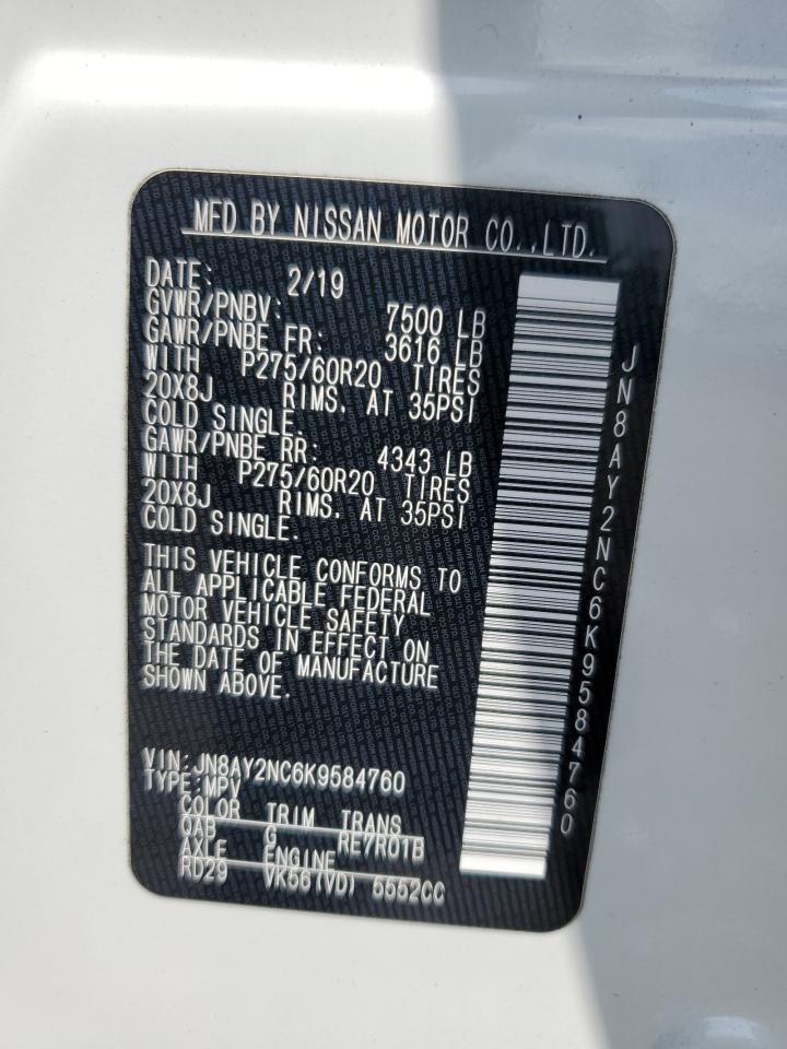 JN8AY2NC6K9584760 NISSAN ARMADA 2019