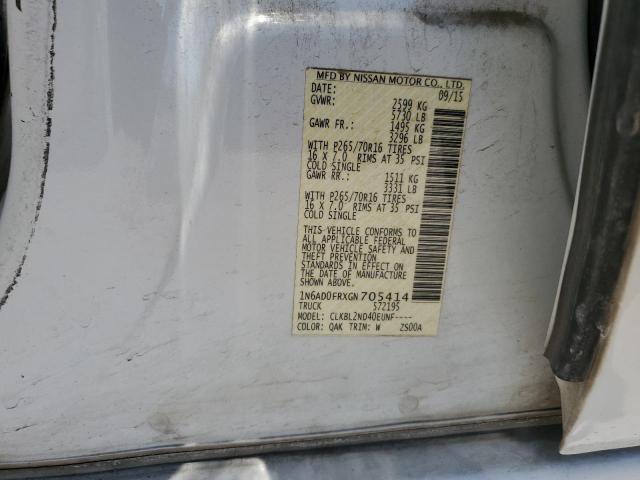 1N6AD0FRXGN705414 Nissan Frontier Sv