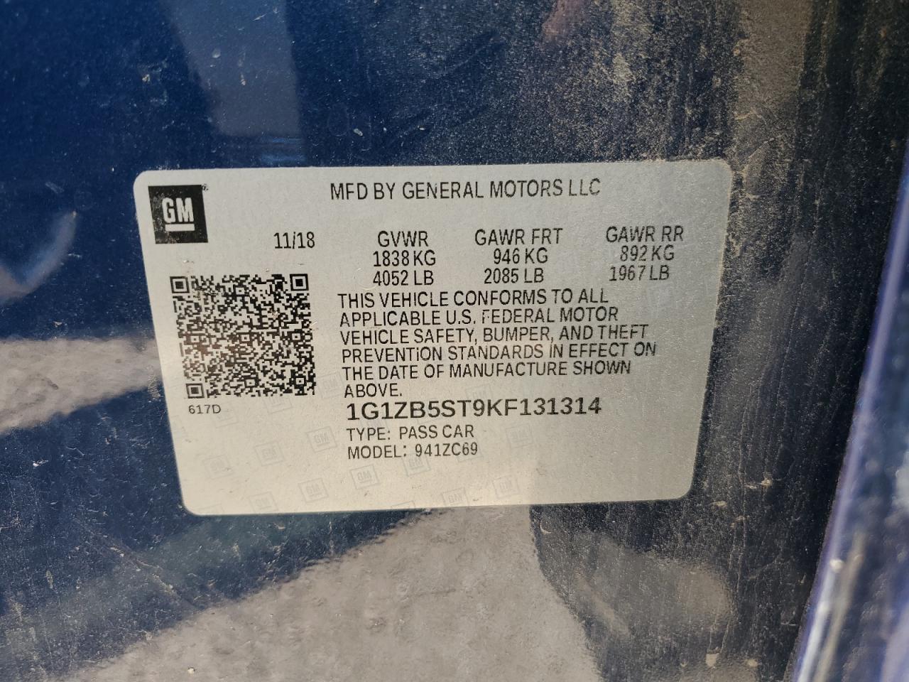 1G1ZB5ST9KF131314 CHEVROLET MALIBU 2019