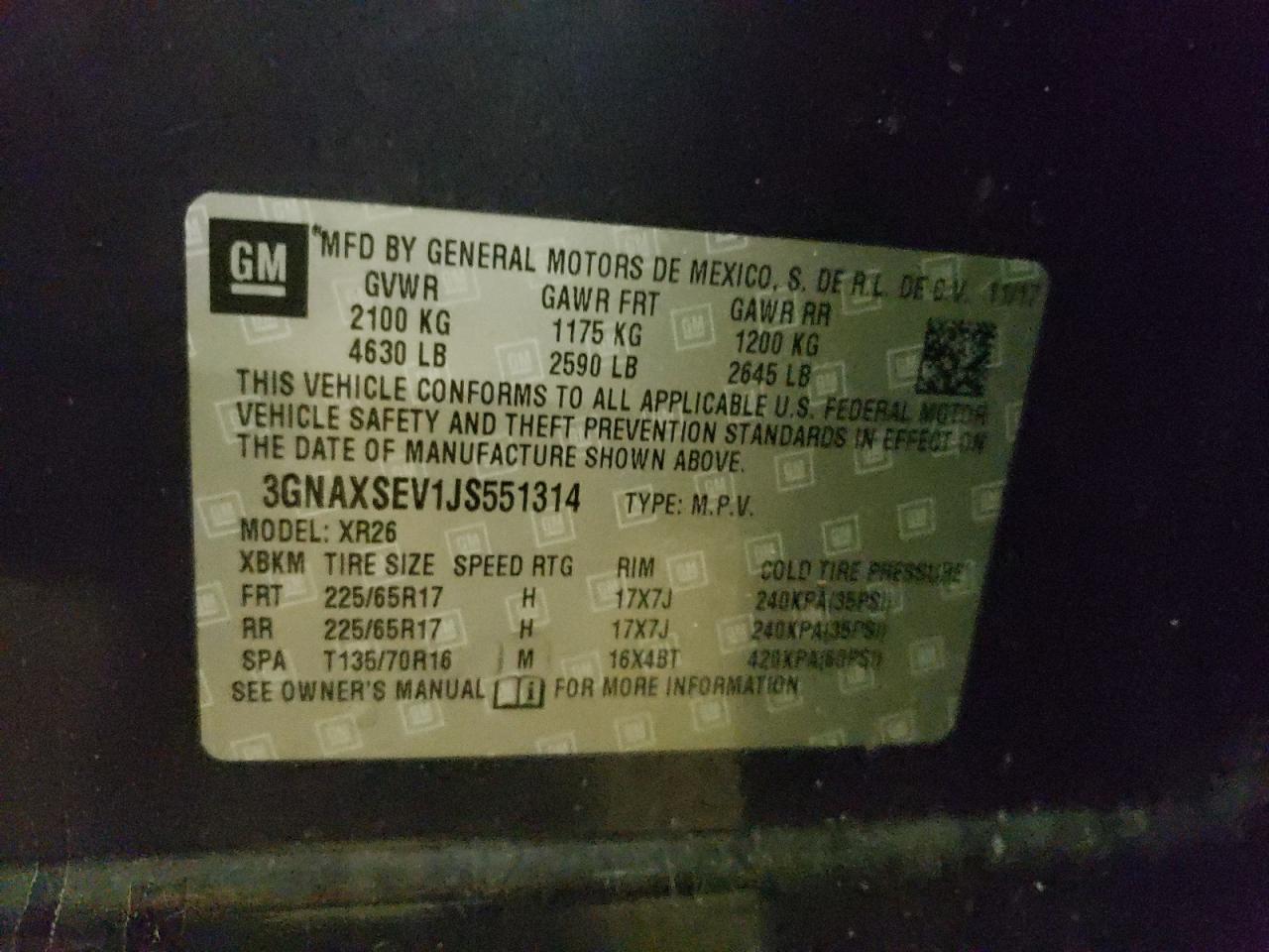 3GNAXSEV1JS551314 CHEVROLET EQUINOX 2018