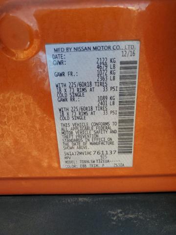 5N1AT2MV1HC761137 Nissan ROGUE SV