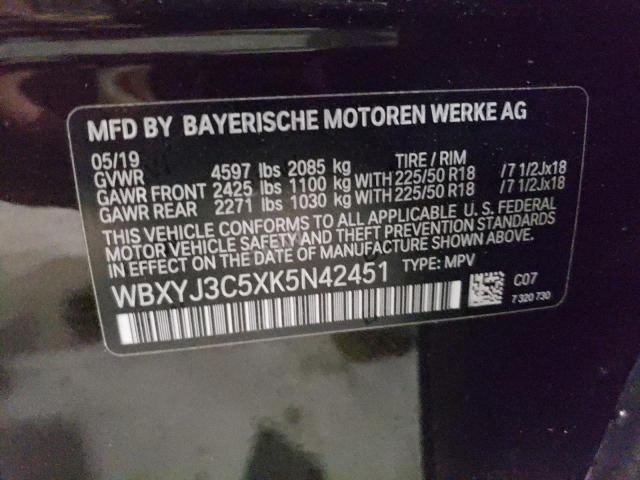 VIN WBXYJ3C5XK5N42451 2019 BMW X2, Sdrive28I no.12