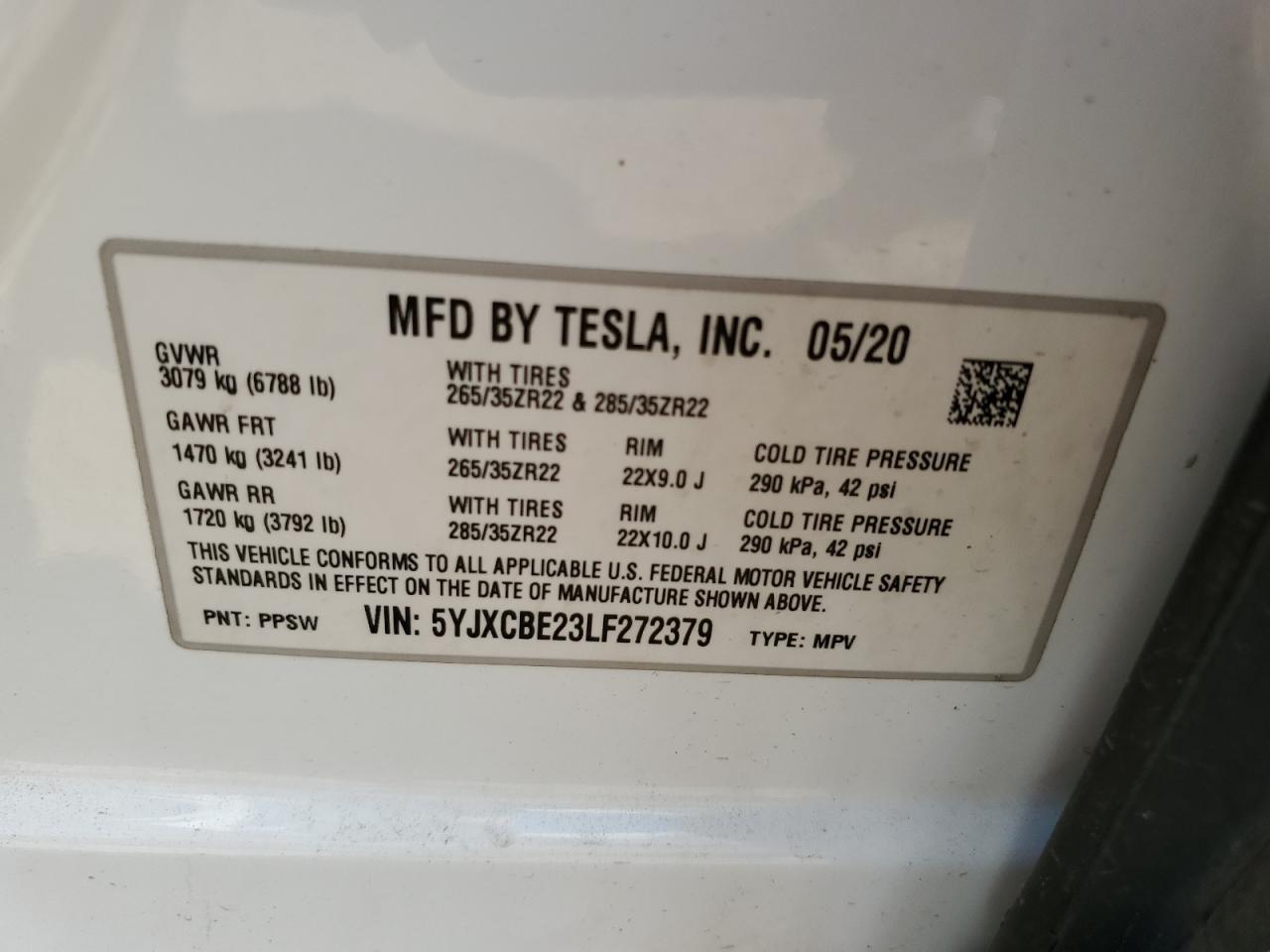 5YJXCBE23LF272379 2020 Tesla Model X