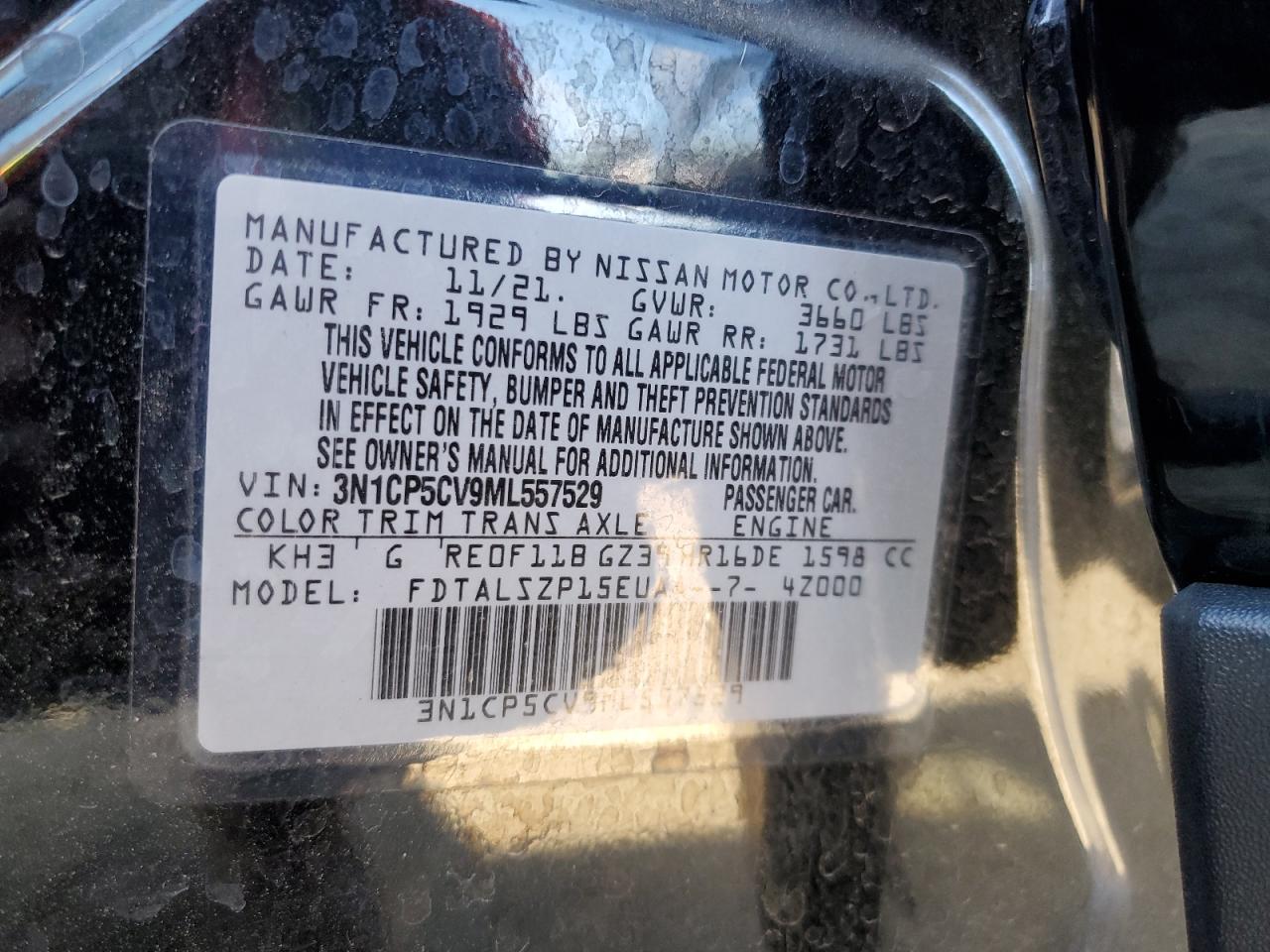 3N1CP5CV9ML557529 NISSAN KICKS 2021