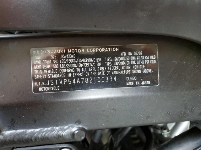 2008 SUZUKI DL650 JS1VP54A782100334