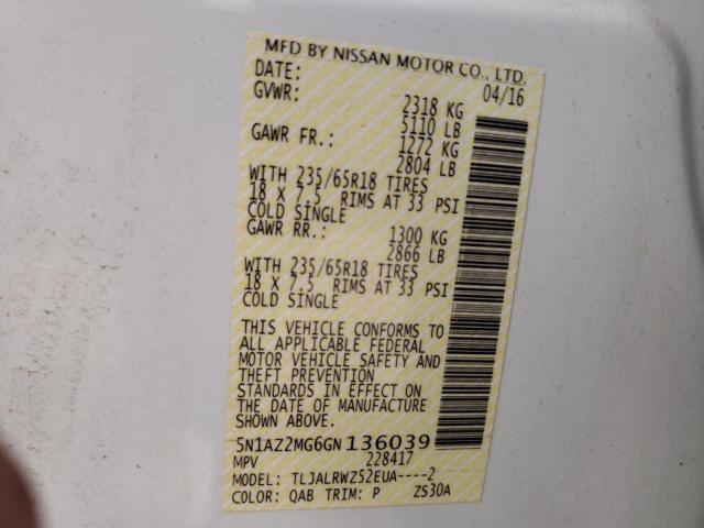 5N1AZ2MG6GN136039 Nissan MURANO S