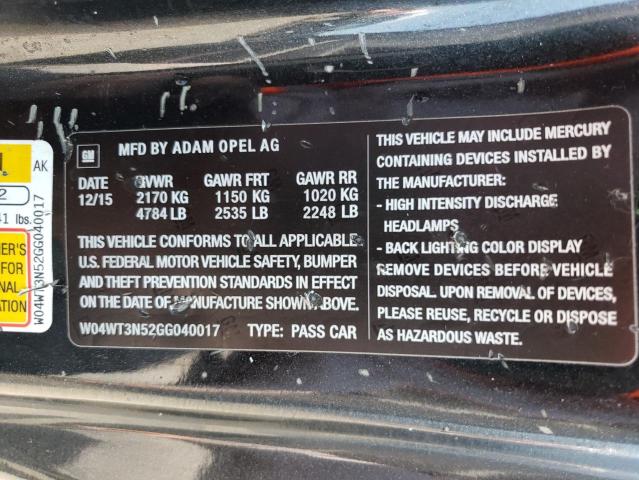 2016 BUICK CASCADA PR - W04WT3N52GG040017