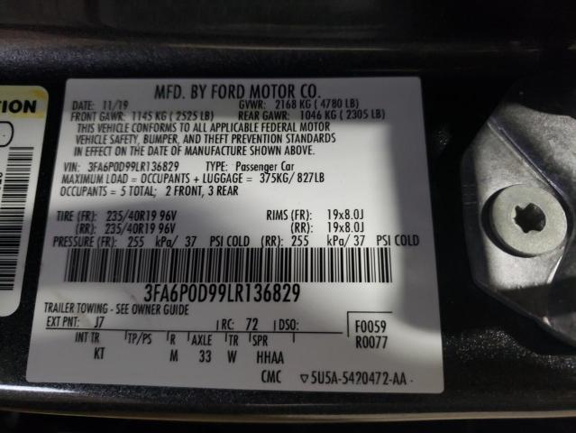 3FA6P0D99LR136829 2020 FORD FUSION, photo no. 12