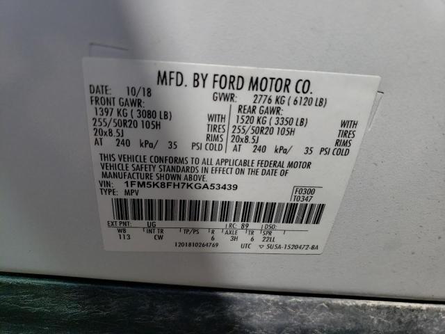 1FM5K8FH7KGA53439 Ford Explorer Limited