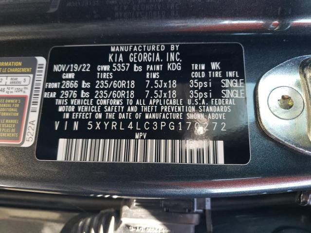5XYRL4LC3PG170272 KIA SORENTO S