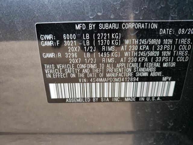 4S4WMAPD3M3412894 Subaru Ascent Limited