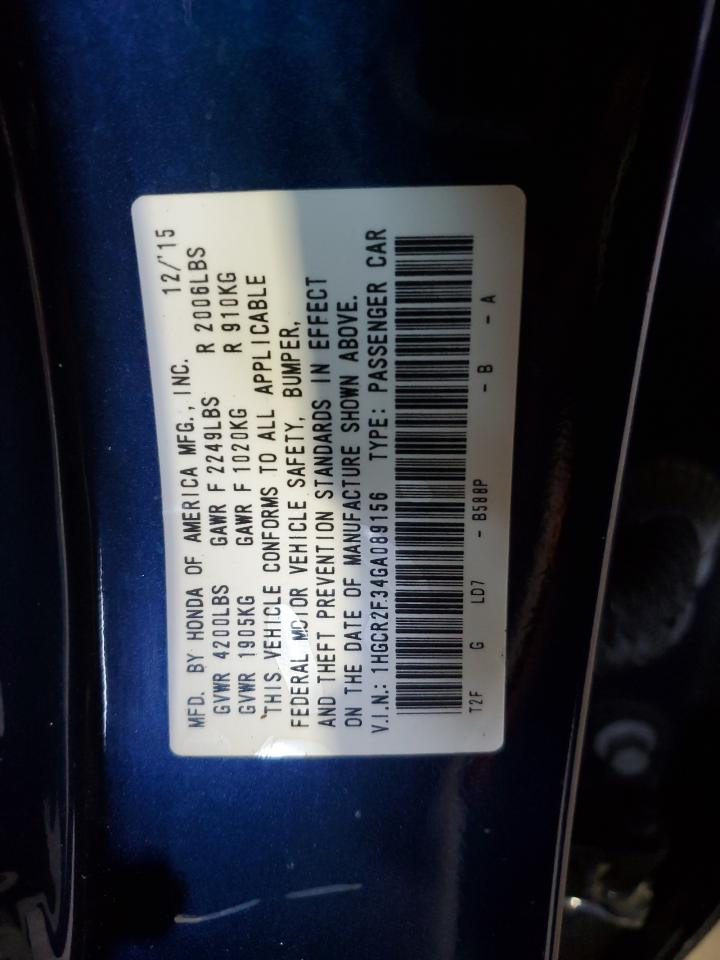 1HGCR2F34GA089156 HONDA ACCORD 2016
