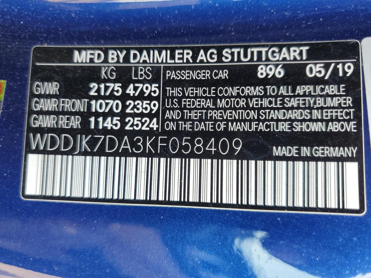 WDDJK7DA3KF058409 MERCEDES-BENZ SL-CLASS 2019