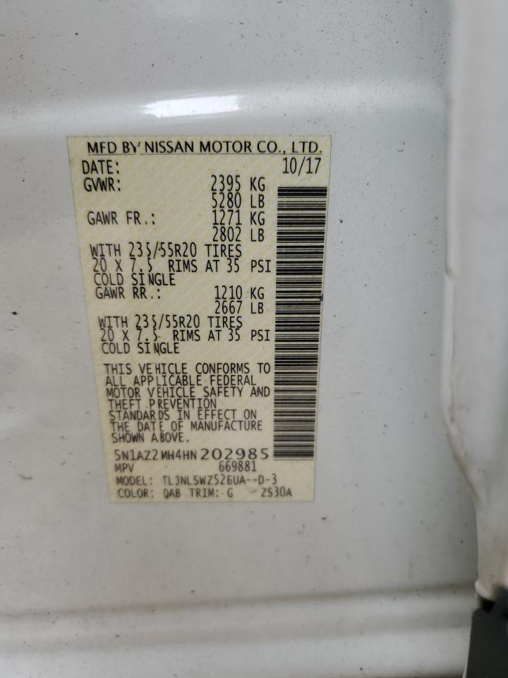 5N1AZ2MH4HN202985 NISSAN MURANO 2017