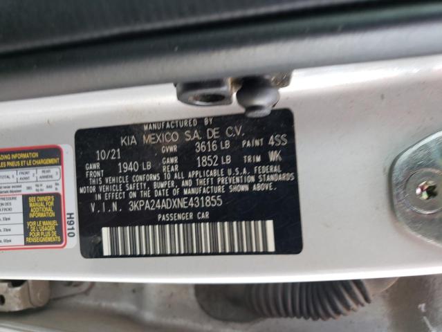 3KPA24ADXNE431855 KIA RIO LX