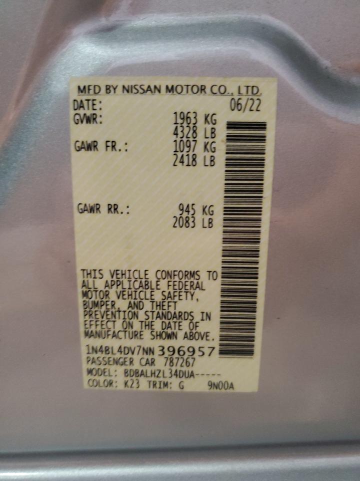 1N4BL4DV7NN396957 NISSAN ALTIMA 2022