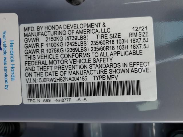 5J6RW2H82NA004185 | 2022 HONDA CR-V EXL