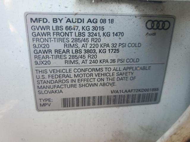 WA1LAAF72KD001855 2019 AUDI Q7, photo no. 13