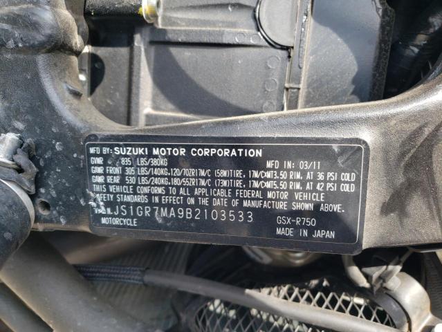 2011 SUZUKI GSX750 - JS1GR7MA9B2103533