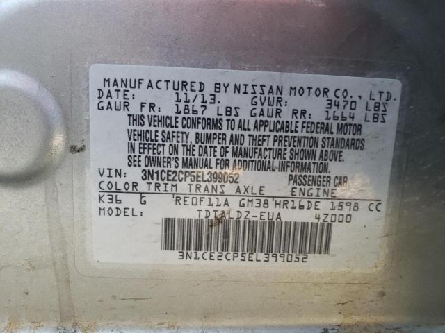 3N1CE2CP5EL399052 Nissan Versa Note S