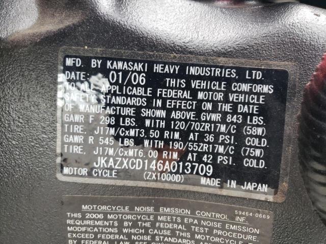 2006 KAWASAKI ZX1000 D6F - JKAZXCD146A013709