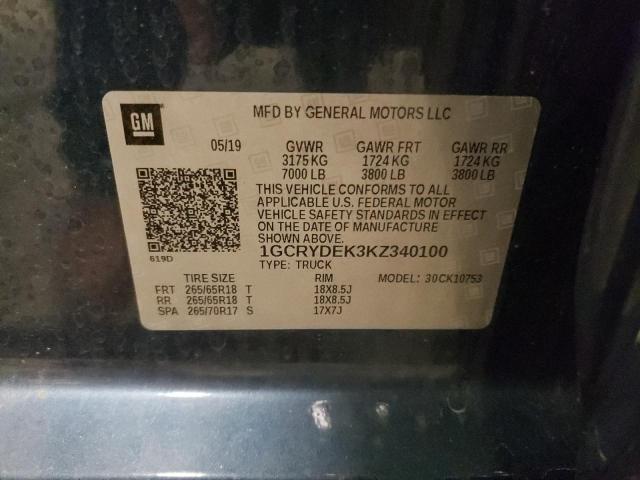 2019 CHEVROLET SILV1500 4 1GCRYDEK3KZ340100
