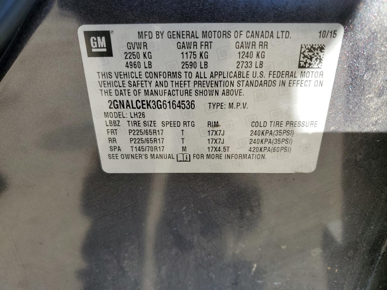 2GNALCEK3G6164536 CHEVROLET EQUINOX 2016