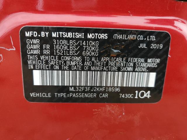 2019 MITSUBISHI MIRAGE ML32F3FJ2KHF18596