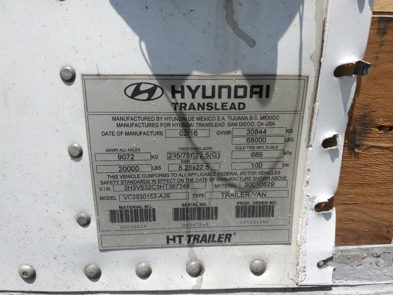 3H3V532C3HT367248 HYUNDAI ALL Models 2017