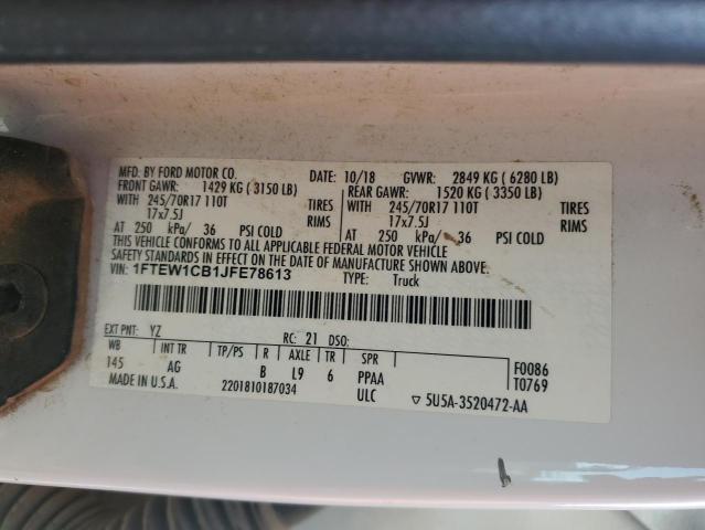 1FTEW1CB1JFE78613 Ford F150 Supercrew