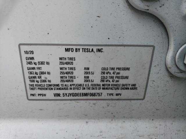  TESLA MODEL Y 2021 Білий