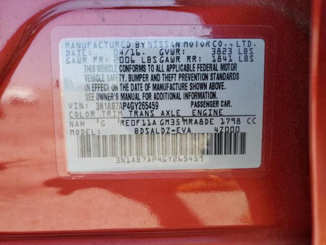 3N1AB7AP4GY265459 Nissan SENTRA S