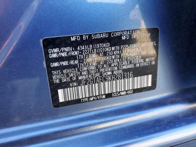 JF2GTAEC9KH281316 Subaru Crosstrek Premium