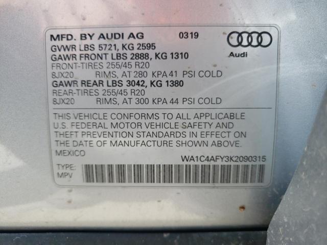 2019 AUDI SQ5 PRESTI WA1C4AFY3K2090315