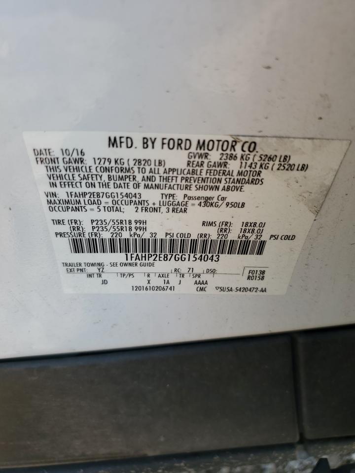 1FAHP2E87GG154043 FORD TAURUS 2016