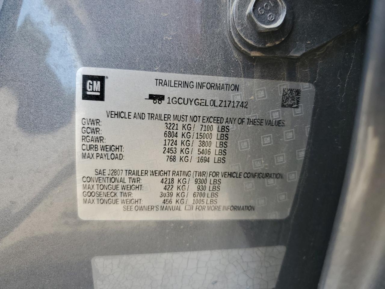 1GCUYGEL0LZ171742 CHEVROLET ALL Models 2020