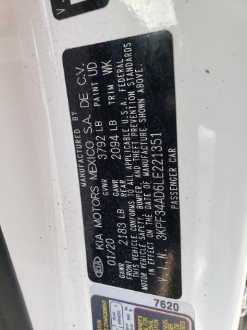 3KPF34AD6LE221351 KIA Forte Gt Line