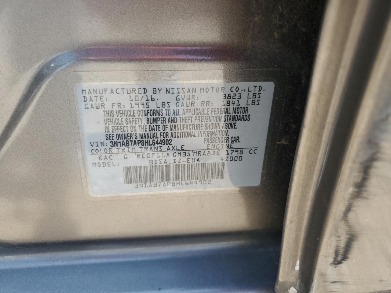 3N1AB7AP8HL644902 NISSAN SENTRA 2017