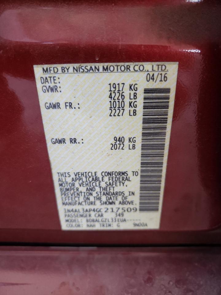 1N4AL3AP4GC217509 NISSAN ALTIMA 2016