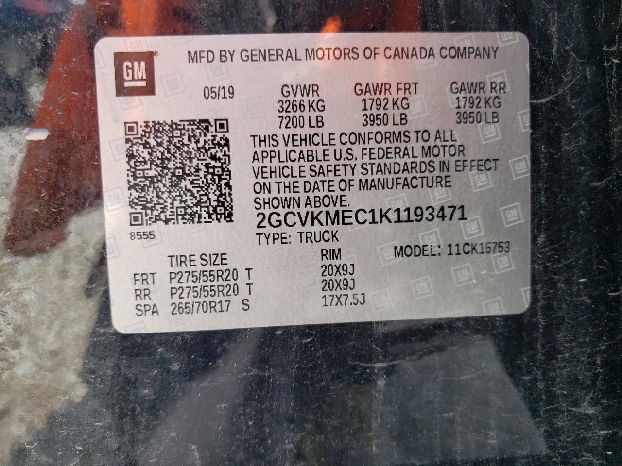 2GCVKMEC1K1193471 CHEVROLET ALL Models 2019