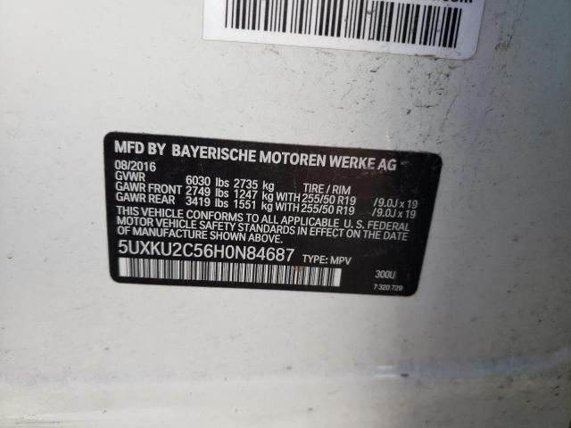 2017 BMW X6 XDRIVE3 5UXKU2C56H0N84687