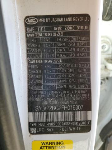 SALVP2BG2FH016307 Land Rover Range Rover Evoque Pure Plus