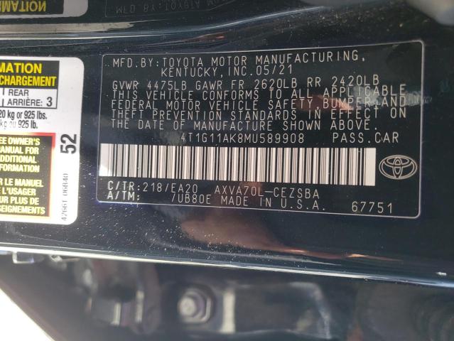 VIN 4T1G11AK8MU589908 2021 TOYOTA CAMRY no.12