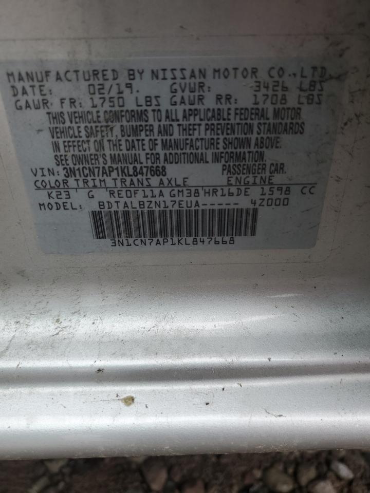 3N1CN7AP1KL847668 NISSAN VERSA 2019