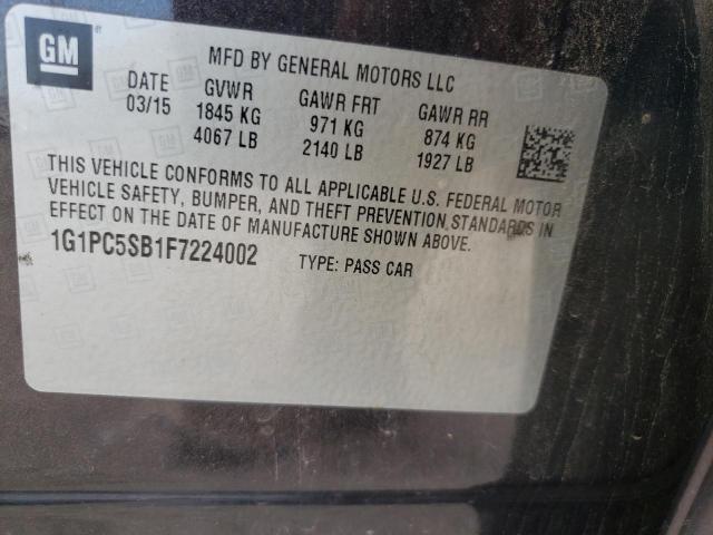 2015 CHEVROLET CRUZE 4D 1G1PC5SB1F7224002