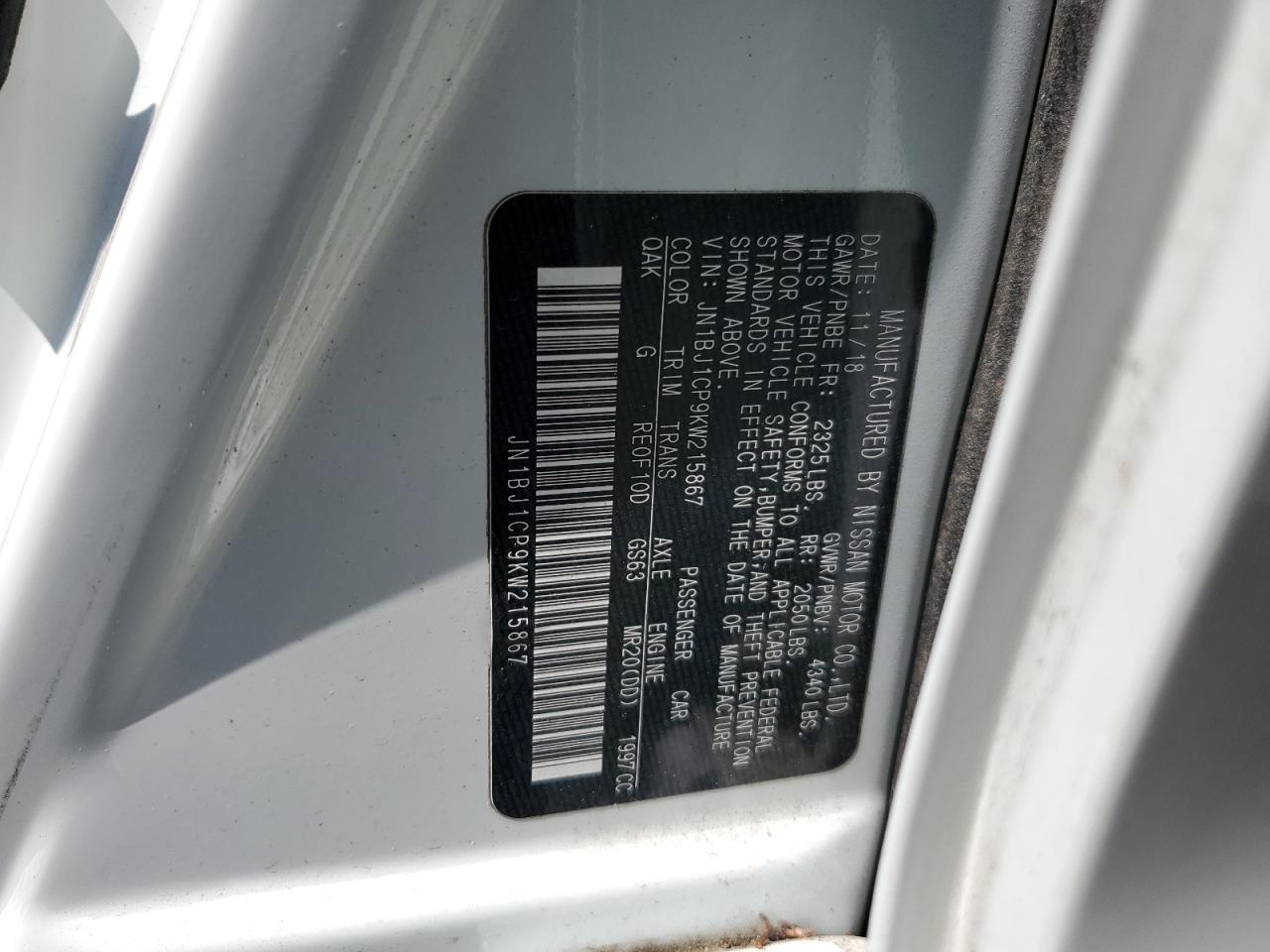 JN1BJ1CP9KW215867 NISSAN ROGUE 2019